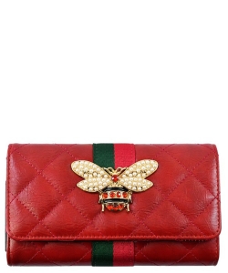 Bee Stripe Quilted Wallet DL018QB RED